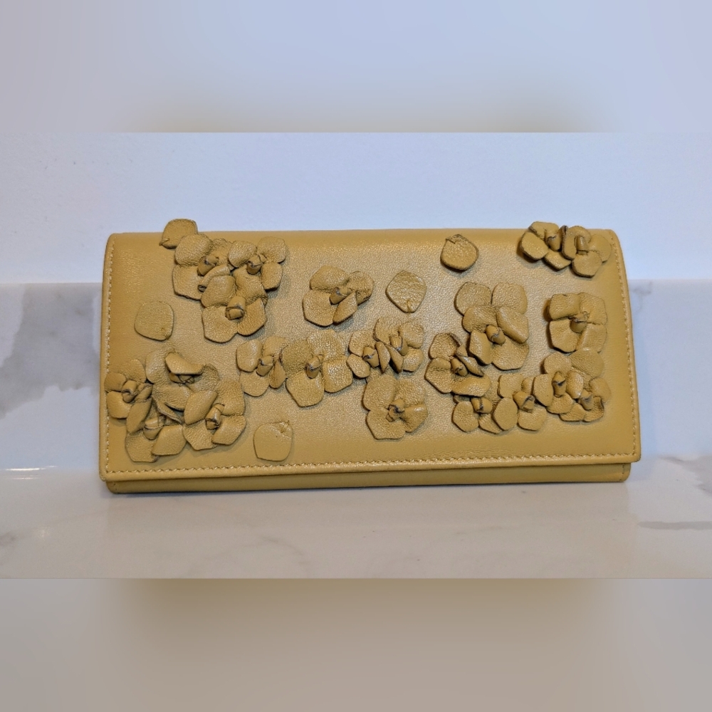 Valentino Yellow Floral Leather Wallet